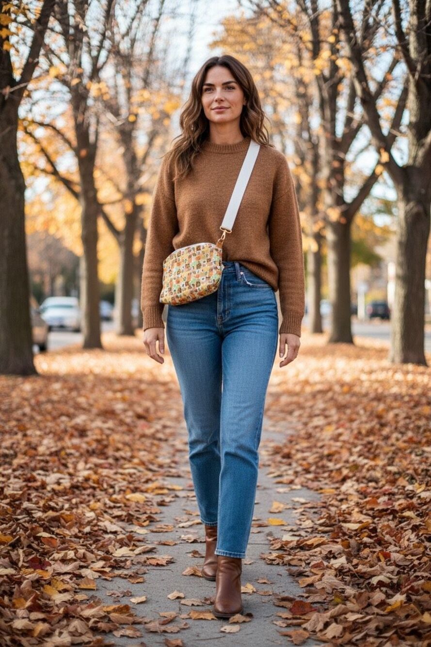 Handmade Fall Chipmunk Crossbody Bag Acorn Autumn Purse
